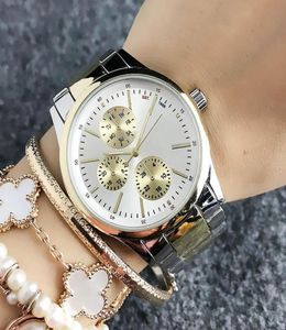 Modemarke Armbanduhr für Damen039s Mädchen 3 Zifferblätter Stil Stahl Metallband Quarzuhren TOM 137439105