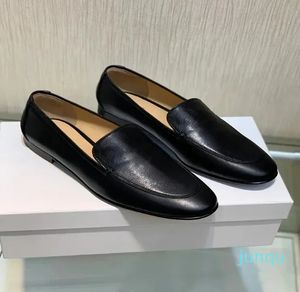 Women's Shoes Loafer Leather Classic Loafers Leather Stacked Heel Black
