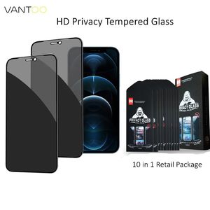 Protetor de tela de privacidade de alta transparência Full Glue HD para iPhone 15 14 13 12 X XS XR 8 Plus Anti-Spy Vidro Temperado 9H Dureza com pacote de varejo