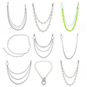 23 Style Punk Hip Hop Multi-Wayer Spodnie Talia Łańcuch w kształcie serca Pearl Key Cain Spoders Dżinsy kluczy Bluczowy Breaków Trendowa biżuteria J311i