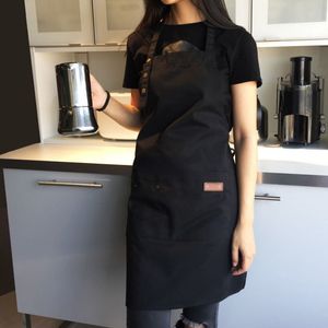 Aventais moda lona cozinha aventais para mulher homens chef trabalho avental para grill restaurante bar loja cafés beleza unhas estúdios uniforme 230925