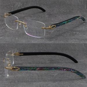 Pearl Seashell Inside Buffalo Horn Metal Rimless Frame Man Woman Square Optical Original Luxury designer Abalone Shell Frames Glas250M