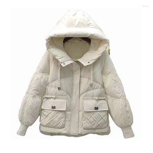 Women's Trench Coats Big Pocket Hooded Parkas Winter Cold Coat Thicken Warm Cotton Padded Jackets Female 2023 Korean Loose Down