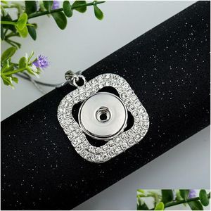 Pendant Necklaces New Fashion Jewelry Noossa Snap Button Necklace Two Layer Squares Fl Cz Diamond Crystal For Sale Drop Delivery Penda Dh2Dw