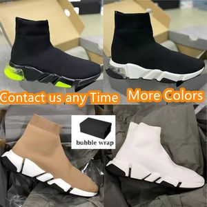 Designer Sock Sports Trainers 2.0 lace-up trainer Shoes Casual Luxury Paris Women Men Nude Glitter graffiti Runners Sneakers Fashion Socks Boots Paris Knit Shoes Box