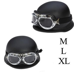 Motorcycle Helmets DOT Approved Retro Helmet WWII Big German Half Scooter Cross Country Motorbike Casco With Goggles Rider2250