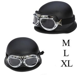 Hełmy motocyklowe Zatwierdzone kropki retro hełm II wojna światowa Big German Half Scooter Cross Country Motorbike Casco z Goggles Rider2250