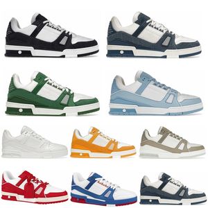 Eğitmenler Düşük Üst ayakkabılar Siyah Beyaz Blue Red Vintage Sıkıntılı Deri Tasarımcı Platformu Yürüyüş Erkekleri Kadın Soafers Sneakers