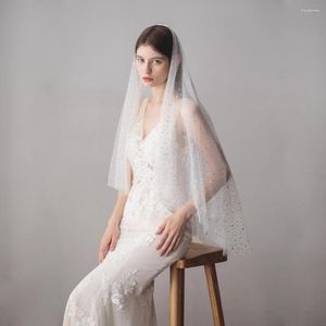 Bridal Veils Golden Star Ivory Tulle Comb Mid-length Two-layer Veil Wedding Accessories