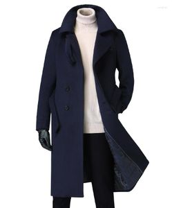 Men's Wool Trench Woolen Coat For Fall/winter 2023 British High-end Belt Thick Slim