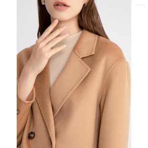 Cappotto in cashmere double face da uomo in lana con increspature dell'acqua, femminile 2023, breve paragrafo invernale, piccolo