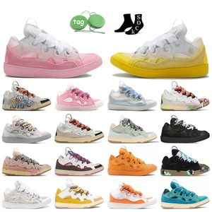 Fashion Pink Yellow Leather Curb Sneakers Designer Lavin Shoes Women Män avslappnad patentplattform Lavins Trainers Lavina Green Nappa Calfskin präglade Mor Child