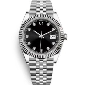 U1 ST9 Dial Black Diamond Dial Watch 41mm Mechianical Wristwatches Sband Sapphire Glass Mens Watches263J