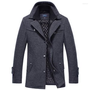 Lã masculina inverno mistura casaco de lã grosso quente blusão jaqueta casual fino gola dupla palto casaco masculino peacoat