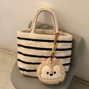 Knitted Tote Bag New Product Striped Canvas Handbag for Women's Fashion niche Simple One Shoulder Crossbody Bag