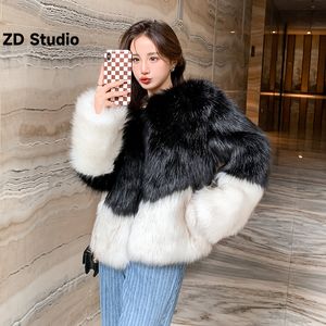 Womens Fur Faux ZD Studio Autumn And Winter Imitation Hair Color Coat Female Korean Version Short Gradient Slimming 230925