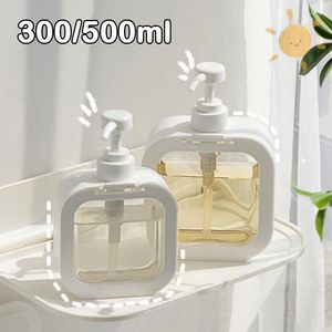 Dispensador de sabão líquido branco chuveiro banho gel bomba viagem portátil recarregável garrafa dispensadores shampoo 300/500ml loção banheiro