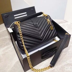 Дизайнерская сумка на плечо, женская сумка, черное золото, Y, классическая люксовая марка, стеганая цепочка в косую полоску, средняя косая сумка