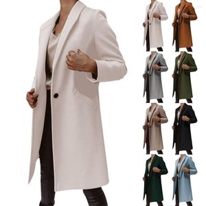 Casacos de trincheira femininos moda outono casaco de lã inverno longo vestido de sobretudo grosso para mulheres