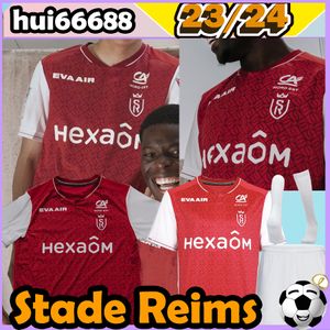 23/24 Stade Reims Futbol Formaları Balogun Flips Ito Sierhuis Abdelhamid Zeneli Van Bergen Cajuste Maolida Matusiwa Balogun 2023 2024 Ev Erkek Futbol Gömlek