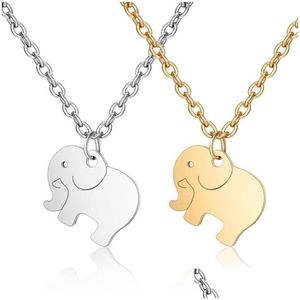 Collane con ciondolo Collana in acciaio inossidabile all'ingrosso 2 modelli Simpatico elefante pendente per donne Ragazze Regali per bambini Gioielli di moda animale Dhnt1