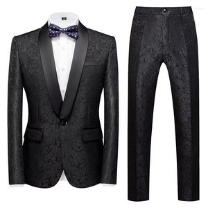 Mäns kostymer (jackor byxor) Luxury Business Suit 2 PCS Set Stylish Slim Men Formal Wedding Groom Social Tuxedo Plus Size 6xl-M