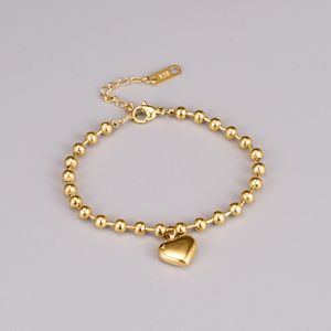 Beaded Bangle Fashion rostfritt stål Hjärta hänge armband charmiga pärlkedja med armband för kvinnor smycken 230925