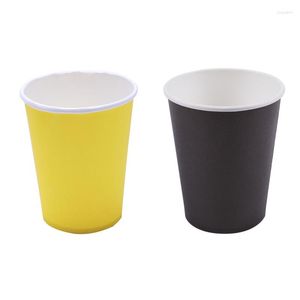 Engångskoppar Strån 40 Papper (9 oz) - Stay Solid Colors Birthday Party Table Catering (Blackyellow)