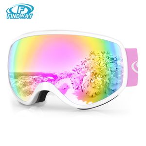 Outdoor-Brillen Findway Kinder-Skimaske AntiFog UV-Schutzbrille Skifahren Snowboarden Sport für 310 kompatibel mit Helm 230926