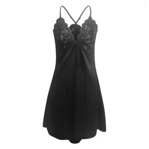 Men's T Shirts Women's Sleeveless Sexy Attractive Ice Silk Sling Lace Nightdress Dress Funny Underwear