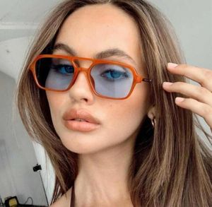 Sunglasses Orange Blue Retro Rectangle Sun Glasses Female 2022 Trend Fashion Colorful Lens Square For Women Men Celebrity Shades1390404
