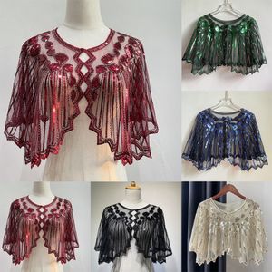 Lenços femininos 1920 xale frisado lantejoulas deco noite capa bolero flapper encobrir gatsby temático e festa de casamento xale poncho 230922