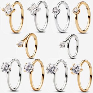 女性バレンタインデーのためのデザイナー新しい結婚指輪ギフトdiyフィットパンドラノヴァラボで栽培されたダイヤモンドリングメッキ14kゴールドファッション高品質パーティージュエリーアクセサリー
