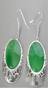 VINTAGE 925 Sterling Silver NATURAL Green Jade Natural Coin Beads 2 quotEarrings2424756