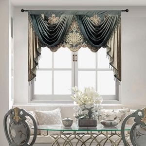 Curtain 1 Panel Luxury Gradient Greyish Blue Brown Swag Valances Customized Waterfall Rod Pocket Top For Window Decoration Drapes