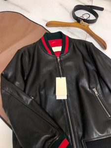 Casual genuine leather jacket Baseball uniform jackets stand collar ykk zipper