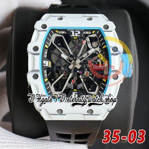 RRF 35-03 Najnowsza wersja Japan Miyota NH Automatyczne męże Watch White Quartz TPT FIBER CASZKI CASE CALE Dial Czarny Gumowy Pasek Sport Super Edition Eternity Watches