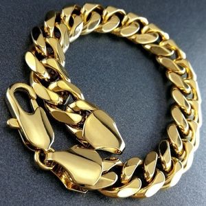 Perlenarmreif Luxus Herrenschmuck Domineering Men Edelstahl Curb Cuban Link Chain Armbänder für Frauen Hip-Hop Punk Party Schmuck 230925