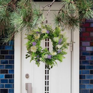 Decorative Flowers Front Door Wreath Artificial Garland Berry Floral Holiday Decoration