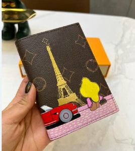 designer Wallets & Holders ladies wallet Cartoon graffiti Passport Holder Travel style letter coin purses men women embossed short bag 876y