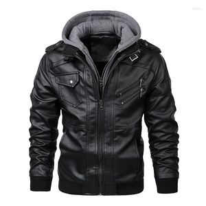 Men's Fur Wish Leather Jacket Slim Zipper Pu Autumn Black