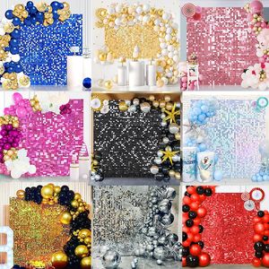 Decoração de festa 28 pcs painéis de pano de fundo de lantejoulas douradas para casamento fundo de chuveiro de bebê decoração de parede shimmer laser cenários cortina 30x30cm2