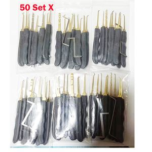 50 Set/Lot Goso Gray Color 9 PCS Hook Lock Pick Set med spänningsnyckel för Dimple Lock