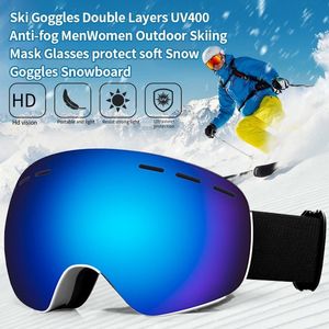 Óculos de esqui ao ar livre óculos de esqui camadas duplas uv400 anti nevoeiro homens mulheres máscara de esqui óculos proteger neve macia snowboard 230926