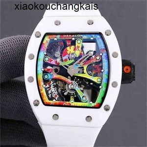 Milles Watch SuperClone KV automático de fábrica com mostrador grande graffiti vazado com safira de fibra de carbono nova e moderna navio por FedexWCM6QSKI