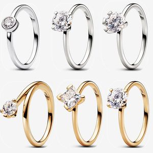 デザイナー2023女性のための新しい結婚指輪バレンタインデーギフトdiy fit pandoras era bezelラボで栽培されたダイヤモンドリングメッキ14kゴールドファッション高品質パーティージュエリー