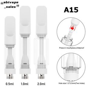 Shenzhen E Zigarette A15 Tam Seramik Arabalar Ampul Pyrex Yağ Cam Kartuşu 0.5ml 1.0ml 2.0ml Vape Atomizer 510 Piller Uyumlu 10.5mm Çapı Toptan Fabrika