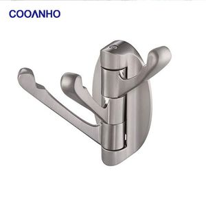 Handduksställen Cooanho Swivel Hook Solid Metal Foldbar Handduk Hook Swivel Arm Swing Arm Triple Coat Hook Hanger väggmonterad 230926