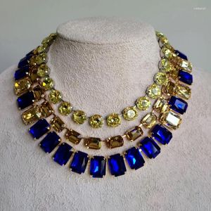 Choker Drei Schichten Kette Glänzende Glaskristalle Elliptischer Schnitt Luxus Multi Kurze Halskette Für Frauen Einfache Hochzeit Party