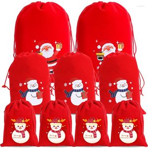 Christmas Decorations Red Velvet Storage Bags Year Party Candy Snack Gifts Bag Drawstring Pouch Necklace Bracelet Jewelry Packaging